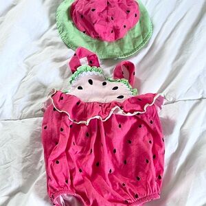 Watermelon romper and matching hat